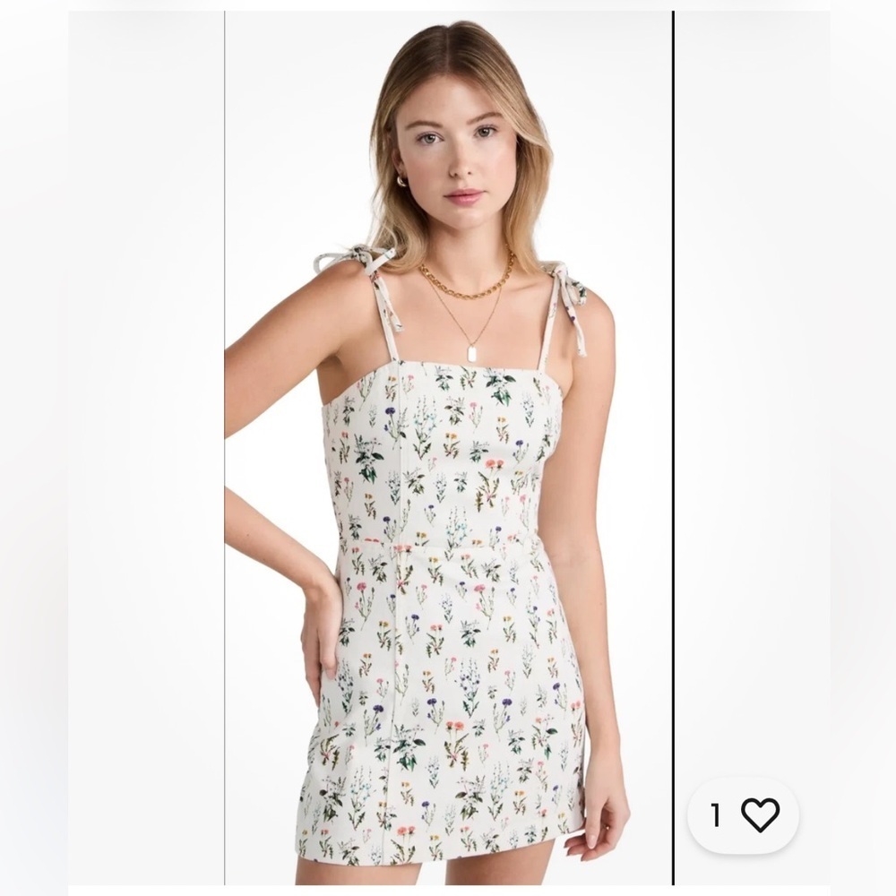 Alice + Olivia Jensen Floral Denim Spaghetti Strap Mini Dress Sz 4 - Picture 11 of 16